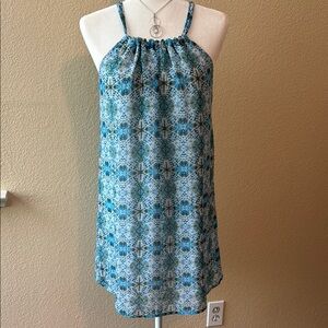 Veronica M Blue Patterned Mini Dress